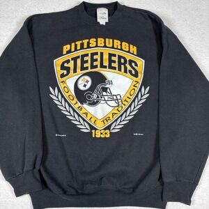 Vintage Pittsburgh Steelers Chalk Line Black Crewneck Sweatshirt 1993 90s